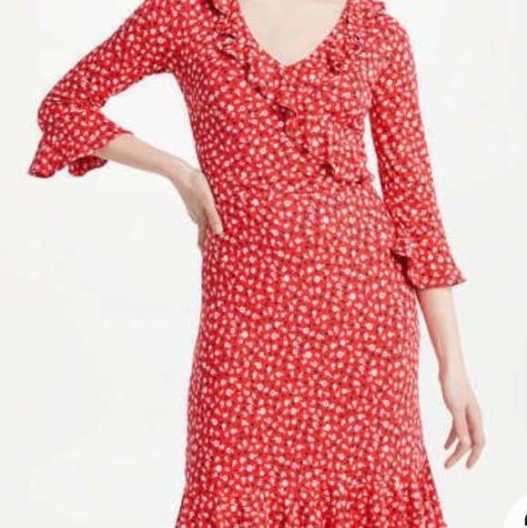 Used Boden Flower Red Dress - Picture 1 of 7